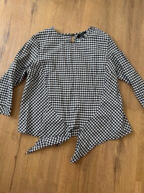Atmosphere Black & White Gingham Tie-Front Blouse